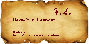 Hermán Leander névjegykártya